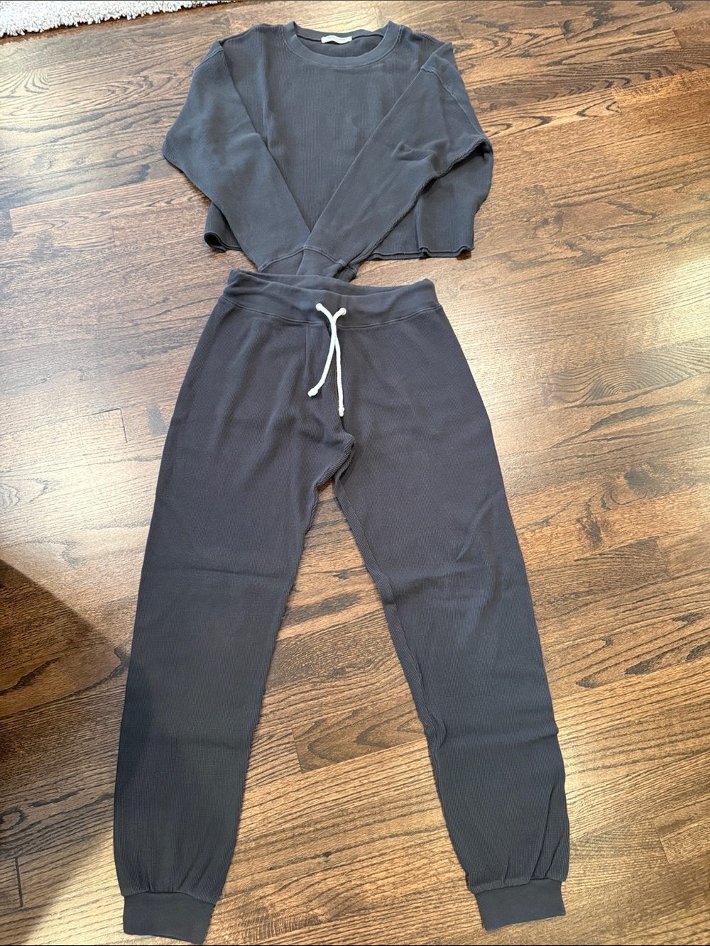 perfectwhitetee Black Ribbed Drawstring Joggers